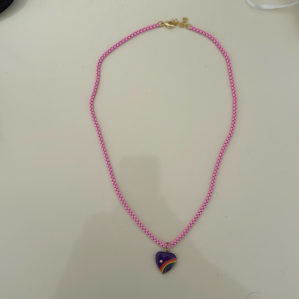 Rainbow heart necklace with chain 18”
